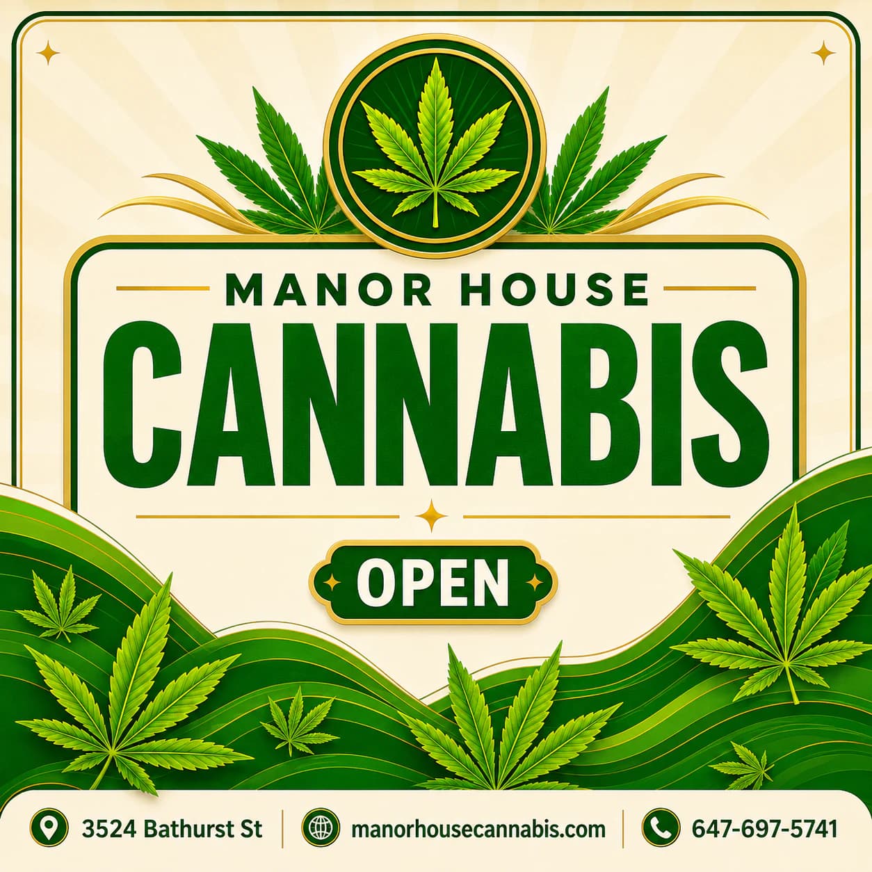 Manor House Cannabis open sign