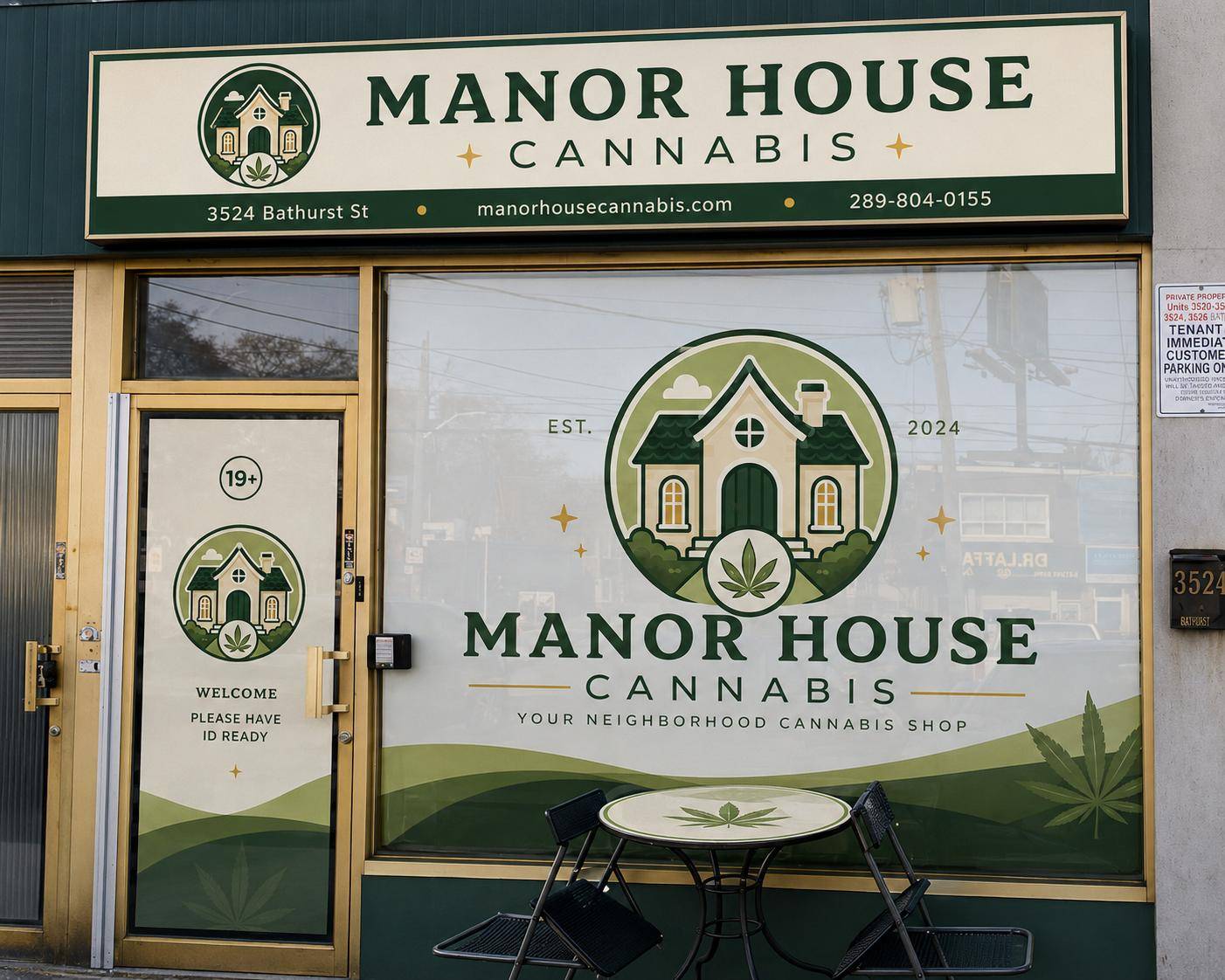 Manor House Cannabis storefront at 3524 Bathurst Street